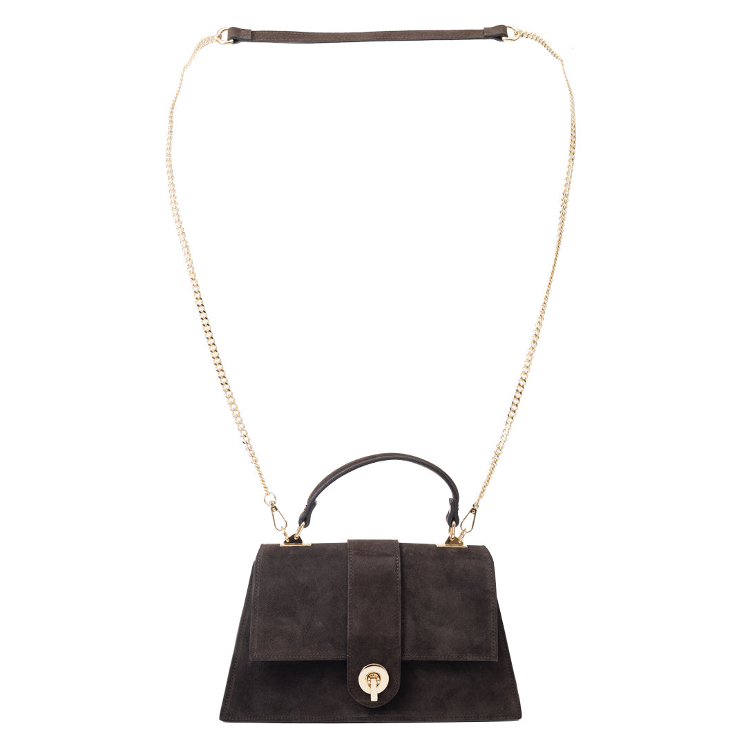 Damenhandtasche aus dunkelbraunem Echtleder Verona