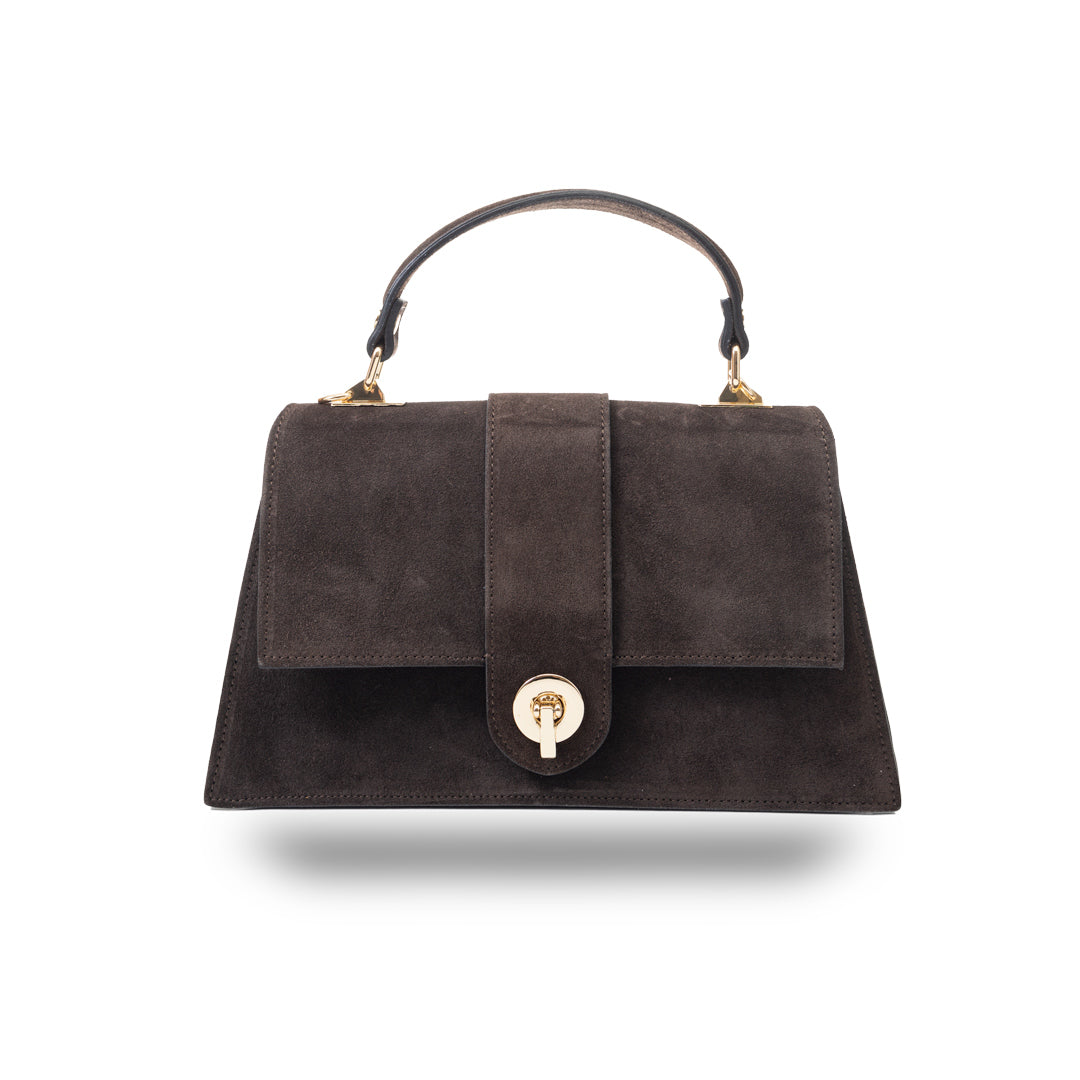 Damenhandtasche aus dunkelbraunem Echtleder Verona
