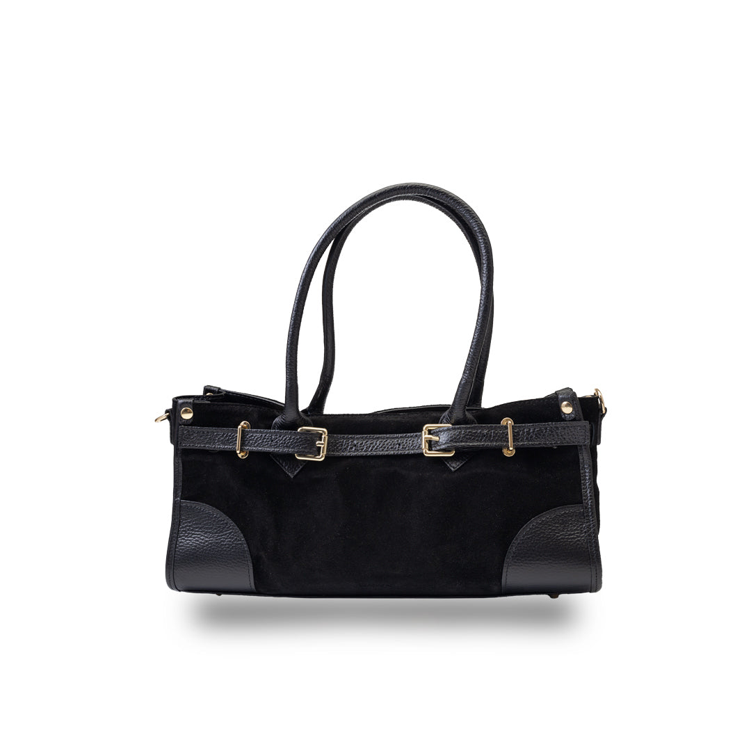 Damenhandtasche aus echtem Leder schwarz Evelin