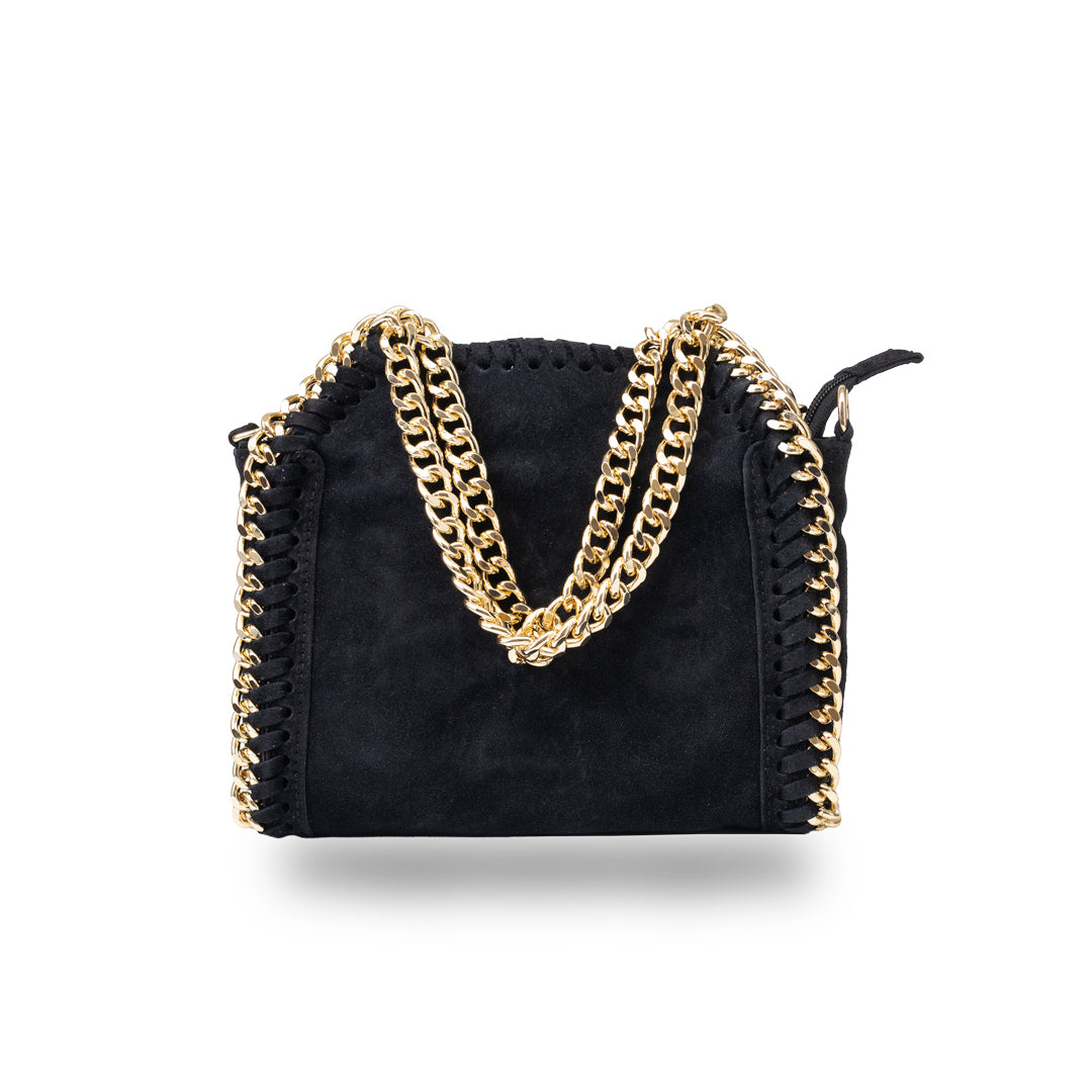 Damenhandtasche aus echtem Leder schwarz Ilona