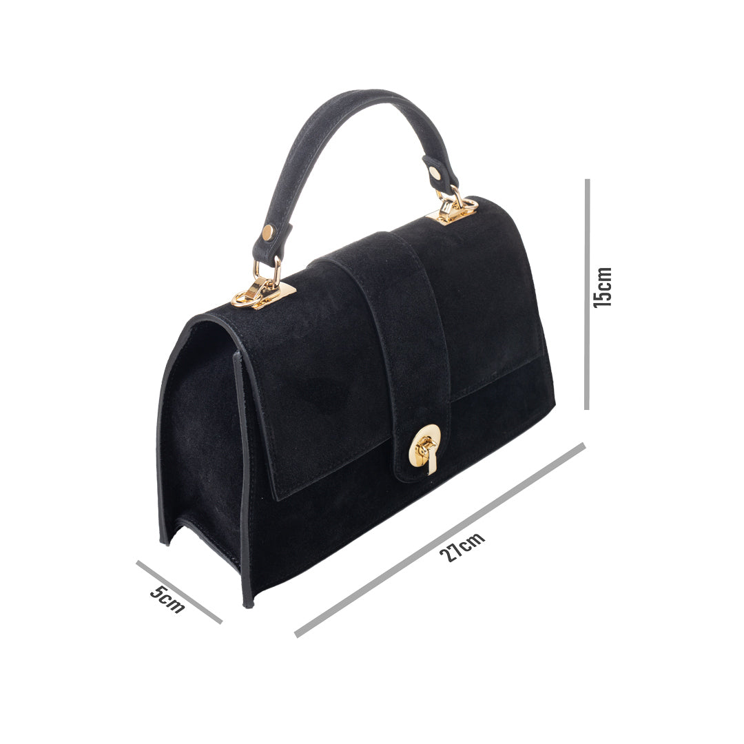 Damenhandtasche aus echtem Leder schwarz Verona