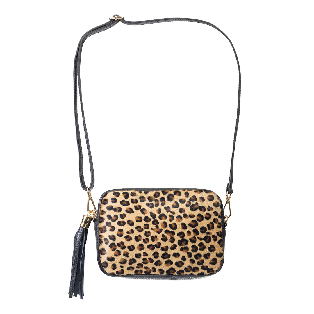 Women's bag made of black leopard leather Adela