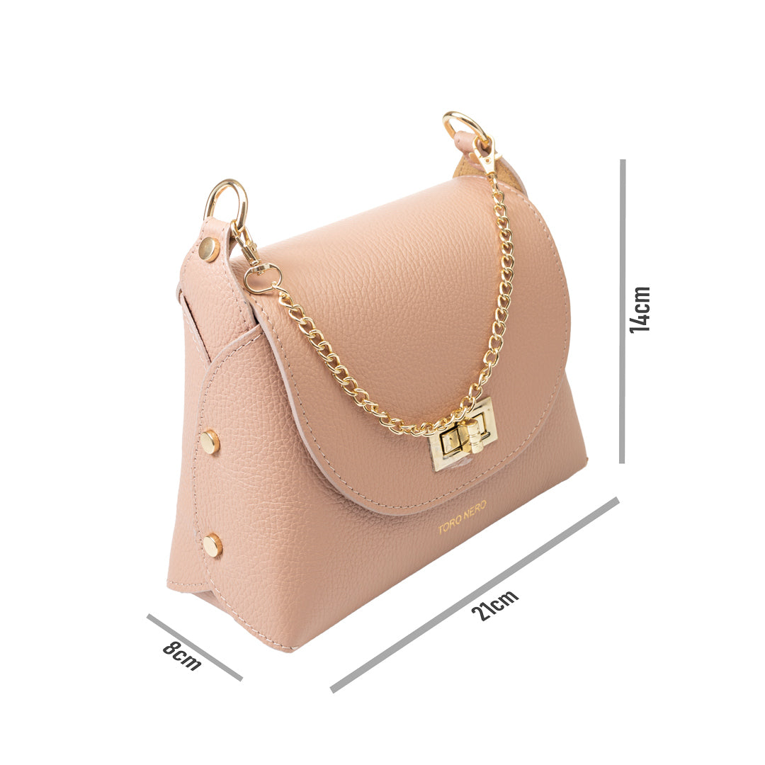 Women's pale pink genuine leather bag Raisa