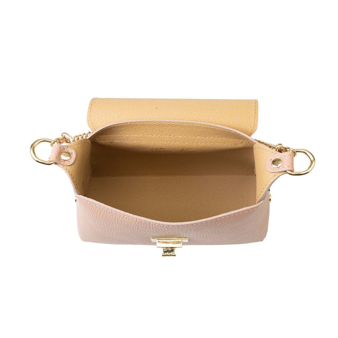 Women's pale pink genuine leather bag Raisa