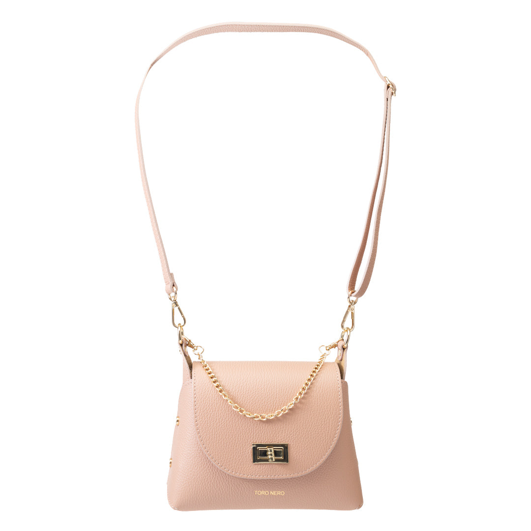 Women's pale pink genuine leather bag Raisa