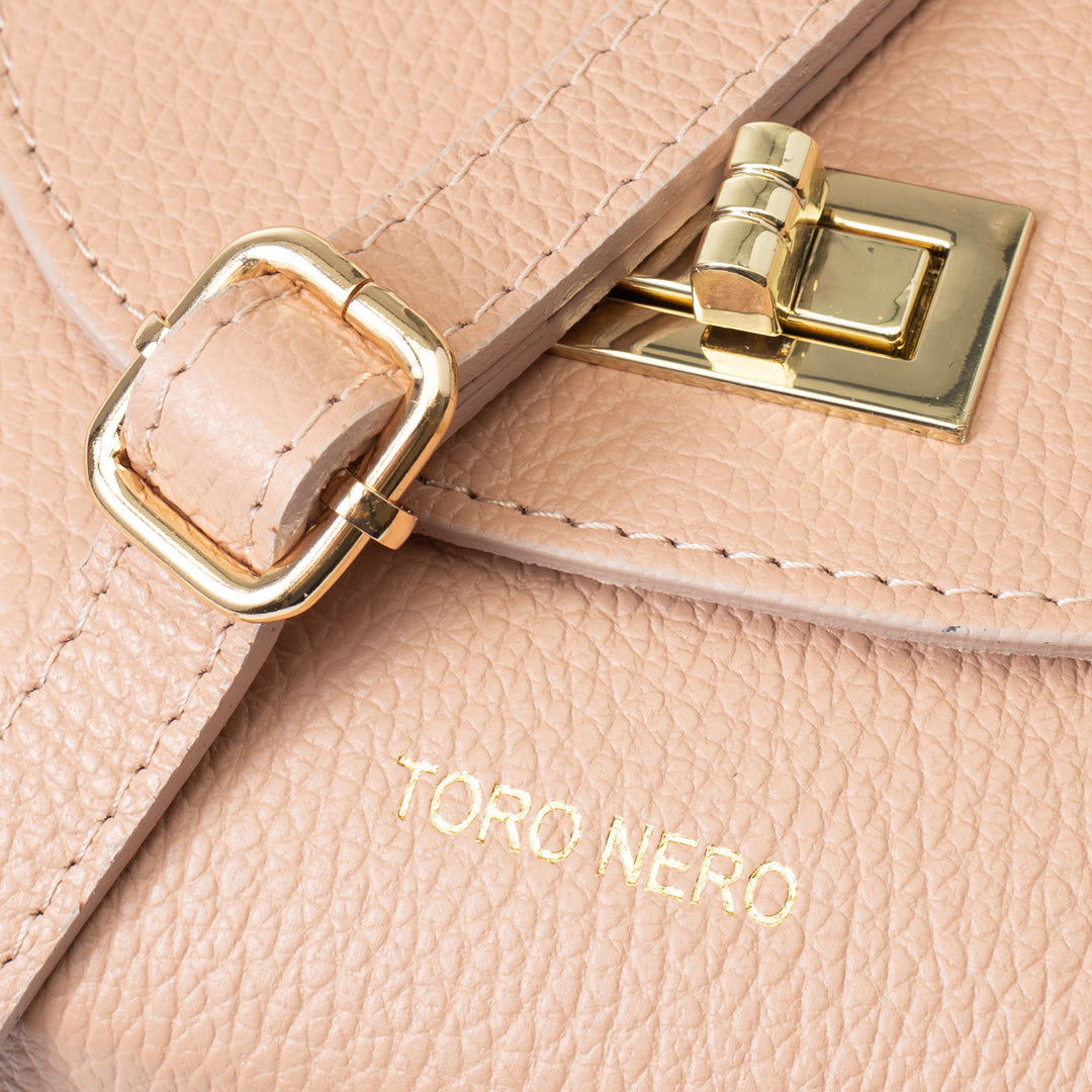 Women's pale pink genuine leather bag Raisa