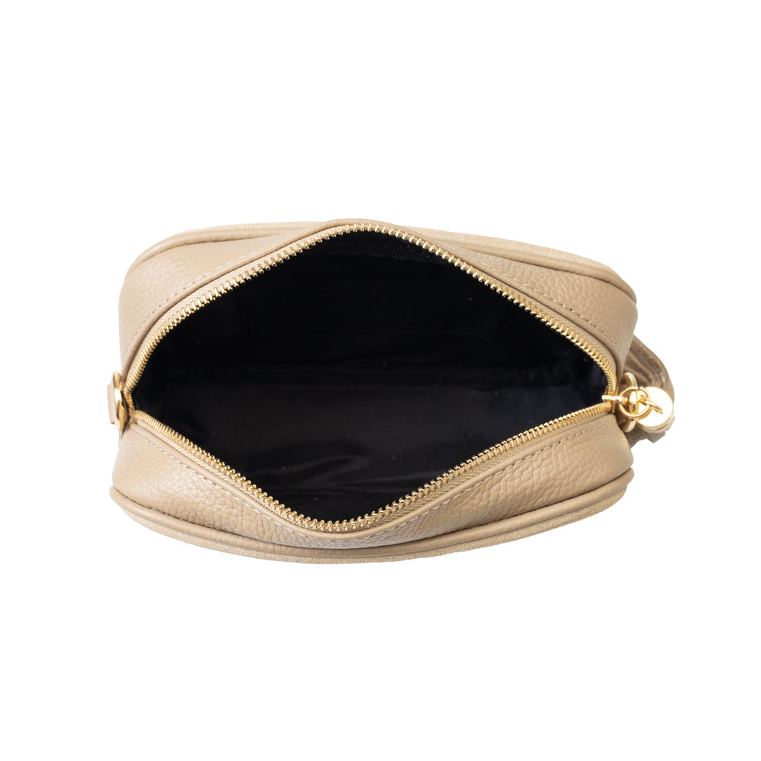Borsa da donna in vera pelle color tortora Ancuta