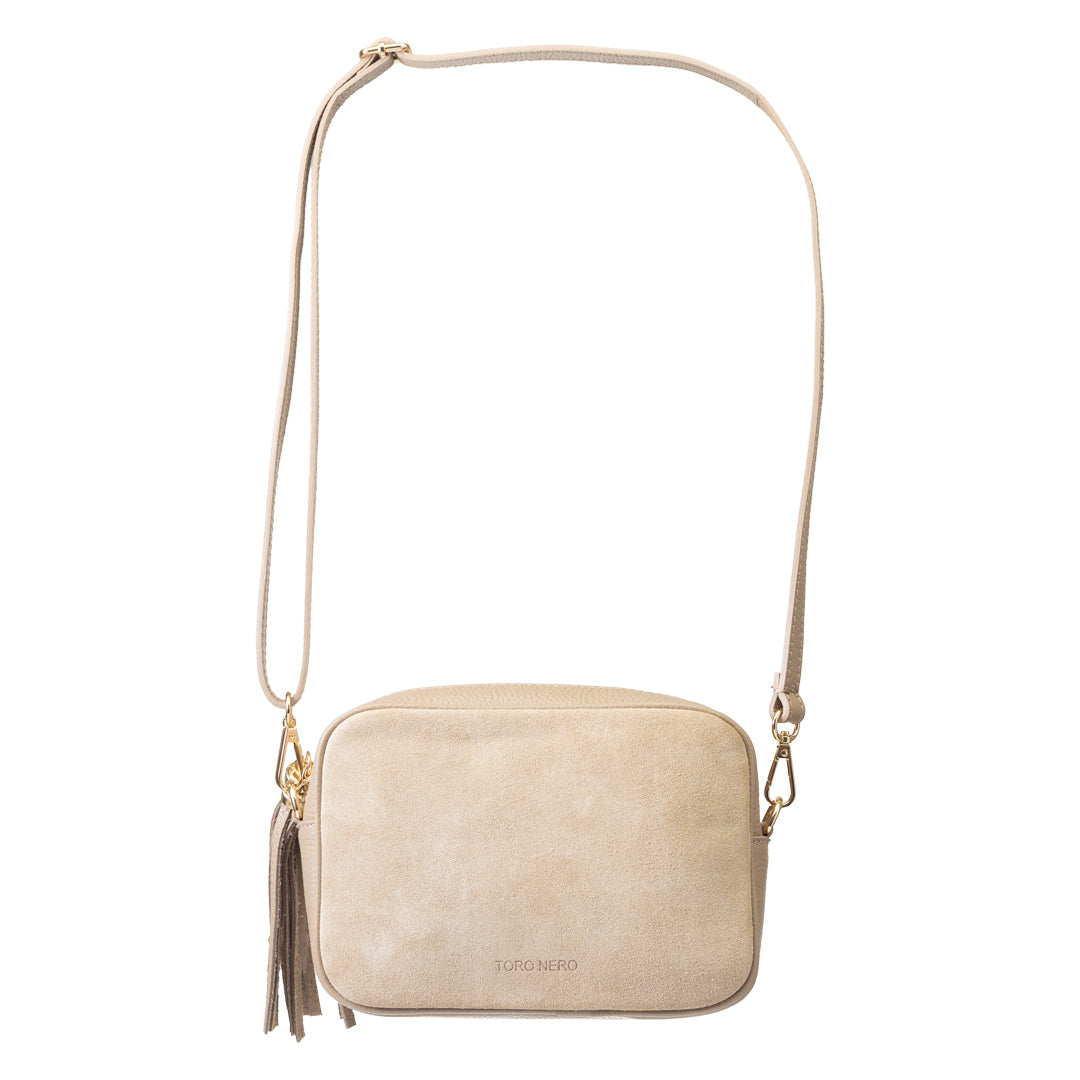 Borsa da donna in vera pelle color tortora Ancuta