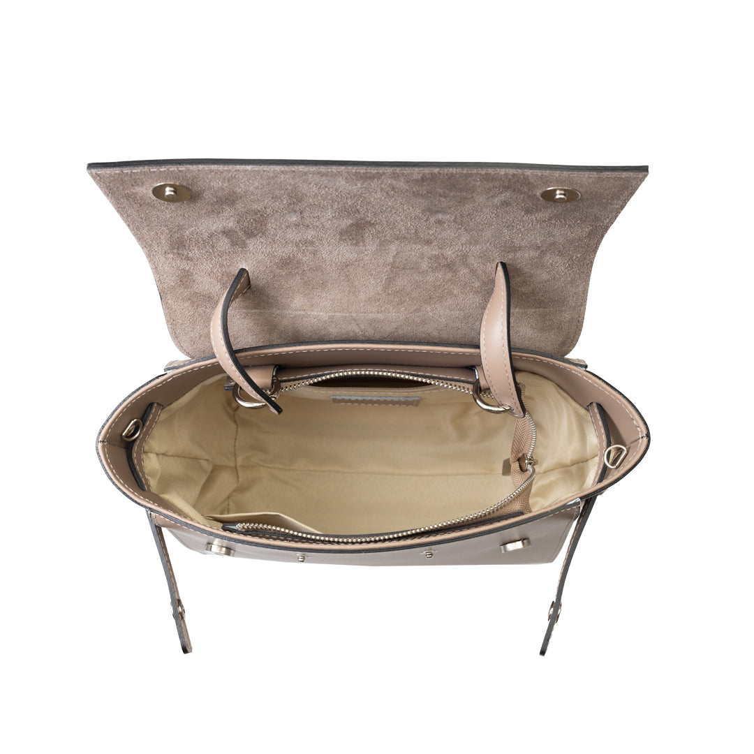 Sac à main pour femme en cuir véritable taupe Erika