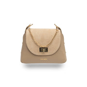 Borsa da donna in pelle scamosciata naturale, color talpa Raisa