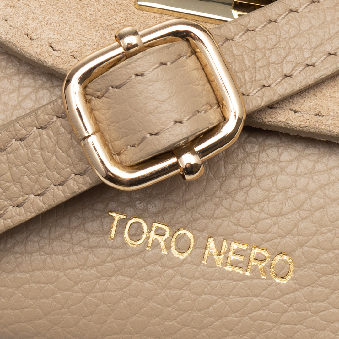 Borsa da donna in pelle scamosciata naturale, color talpa Raisa