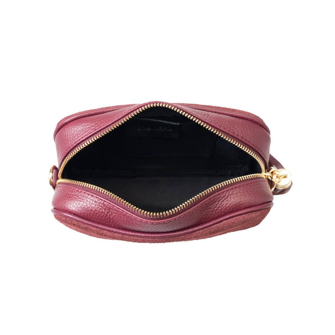 Women's burgundy genuine leather bag Ancuta