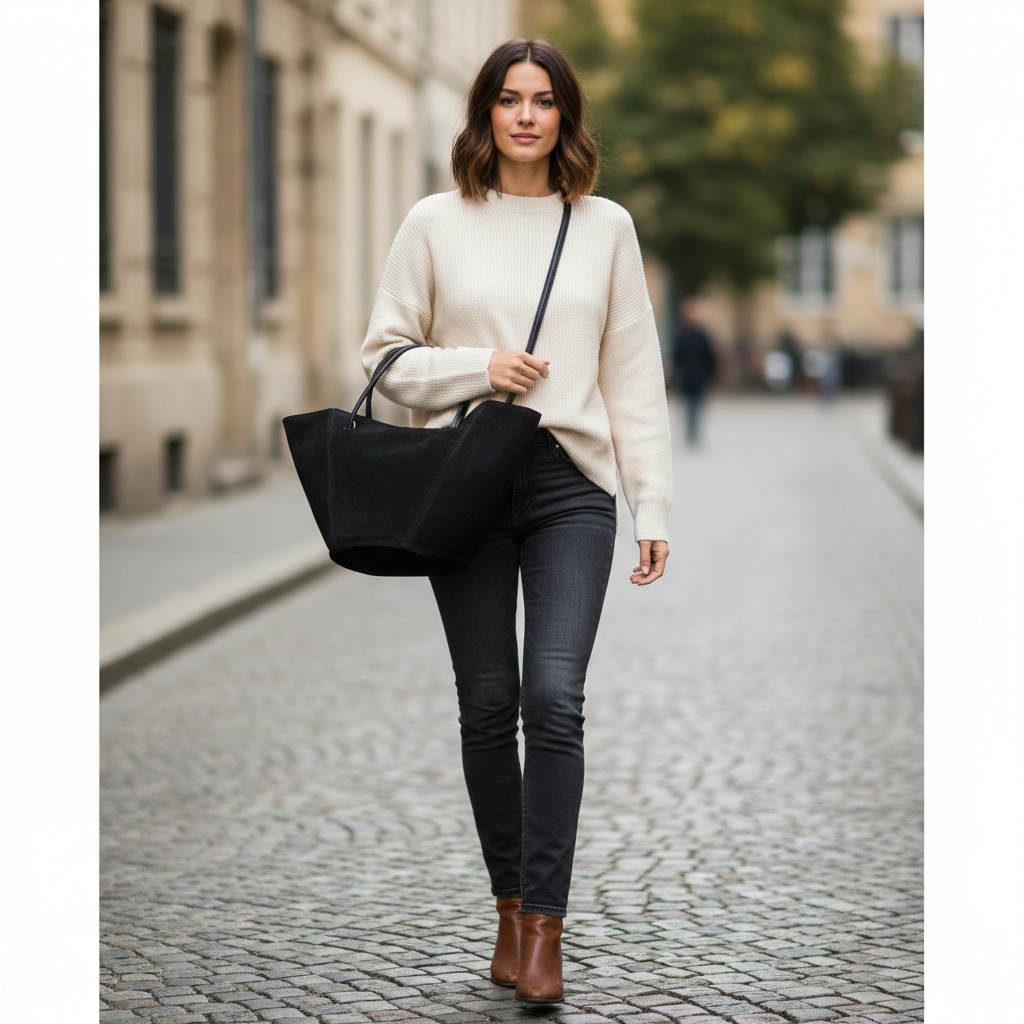 Borsa da donna in vera pelle nera Diana