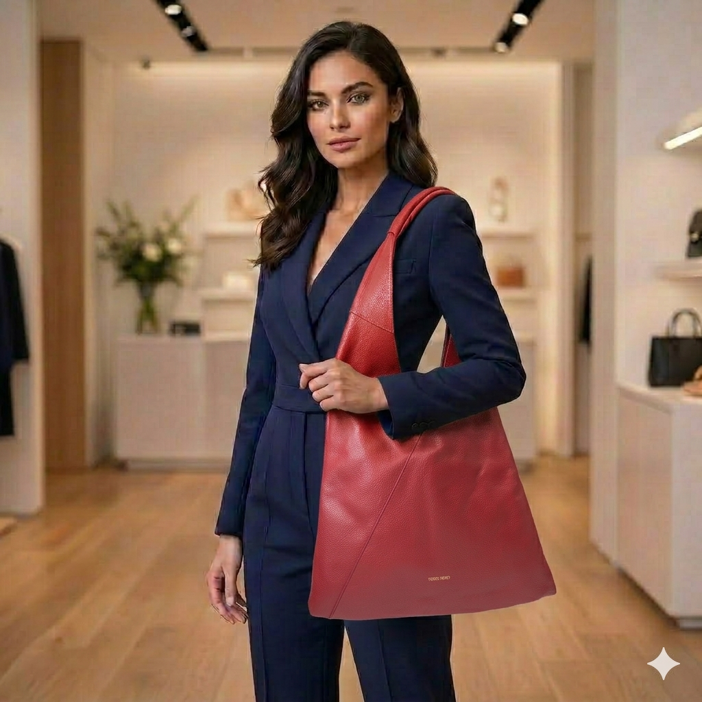 Borsa da donna in vera pelle bordeaux Camelia