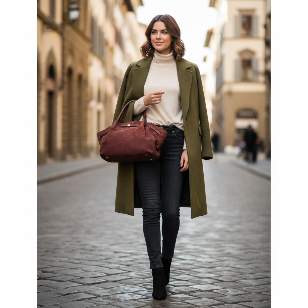 Geantă damă din piele naturala bordo Elena