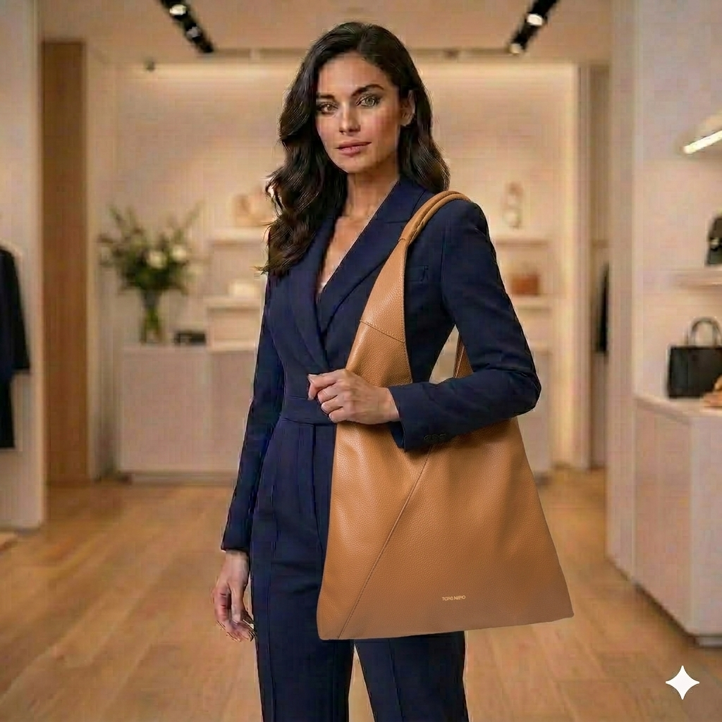 Borsa da donna in vera pelle marrone Camelia