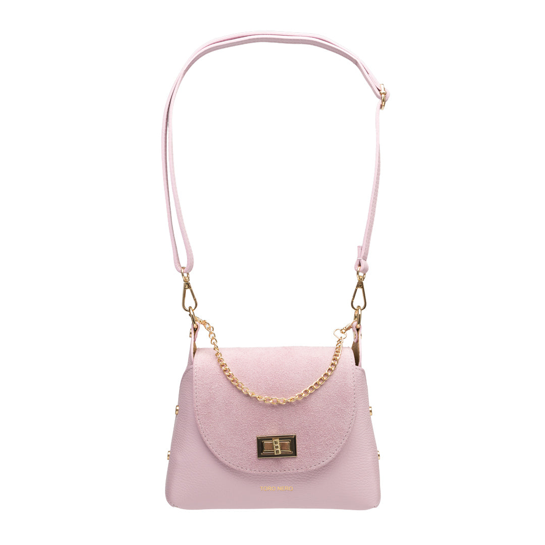 Damenhandtasche aus Wildleder, hellrosa Raisa