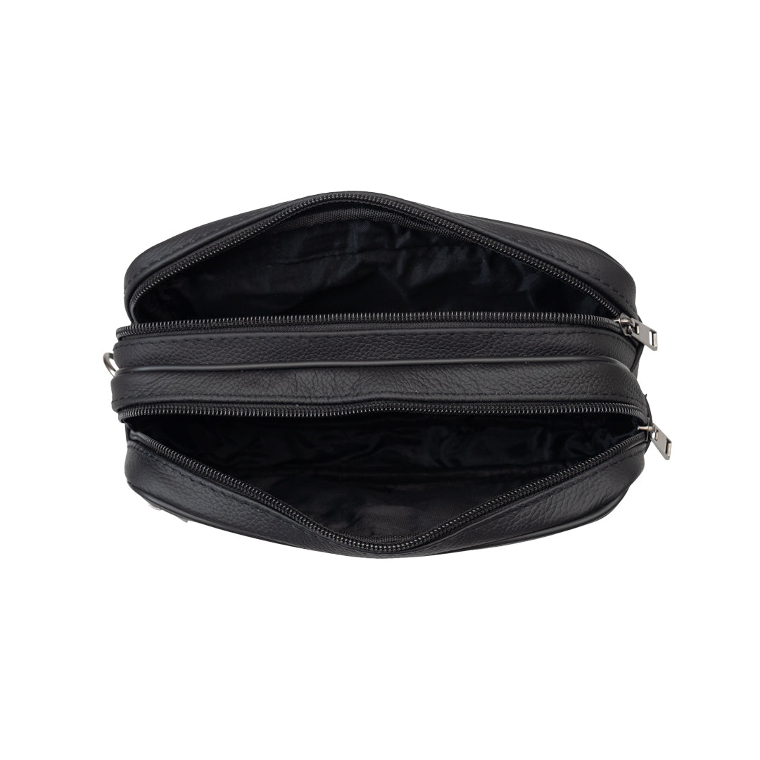 Herrengürteltasche aus schwarzem Echtleder Hand- und Gürtelträger