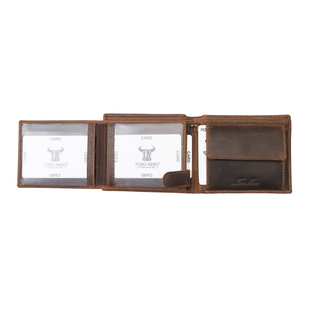 Herrenbrieftasche aus braunem OIL-Naturleder