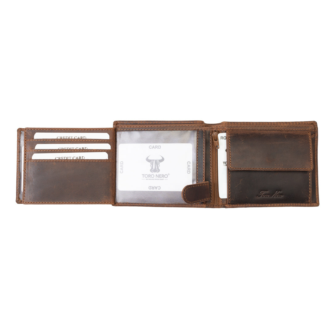 Herrenbrieftasche aus braunem OIL-Naturleder