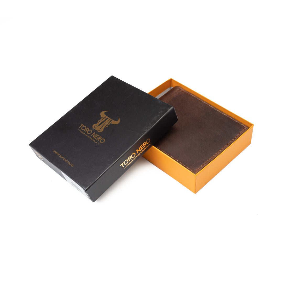 Herrenbrieftasche aus braunem OIL-Naturleder