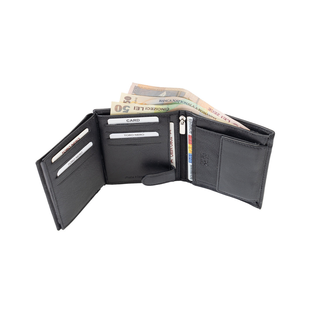 Herrenportemonnaie aus echtem Leder, schwarz, Ryan, RFID-Schutz