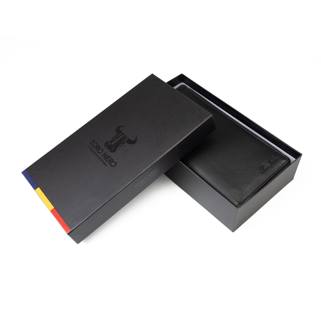 Damski portfel z naturalnej skóry, czarny Ina, ochrona RFID