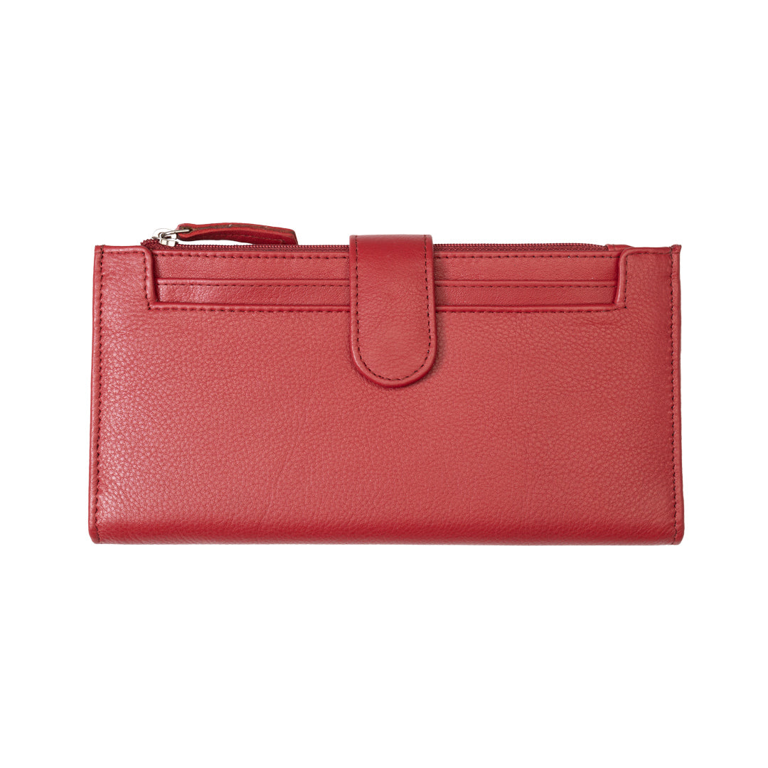 Billetera de mujer de cuero natural rojo Cory, protección RFID