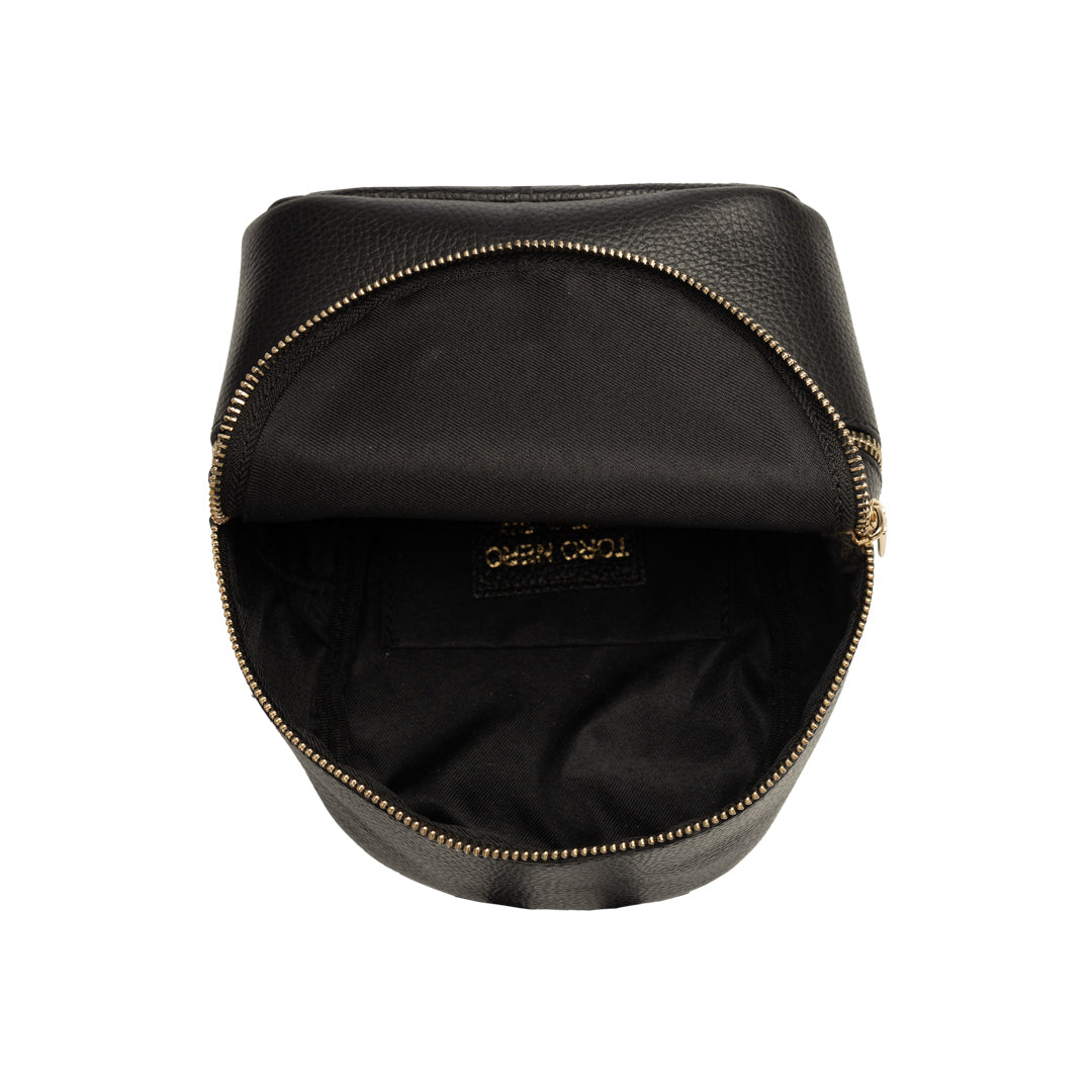 Damenrucksack aus echtem Leder, schwarz, Teen Spirit