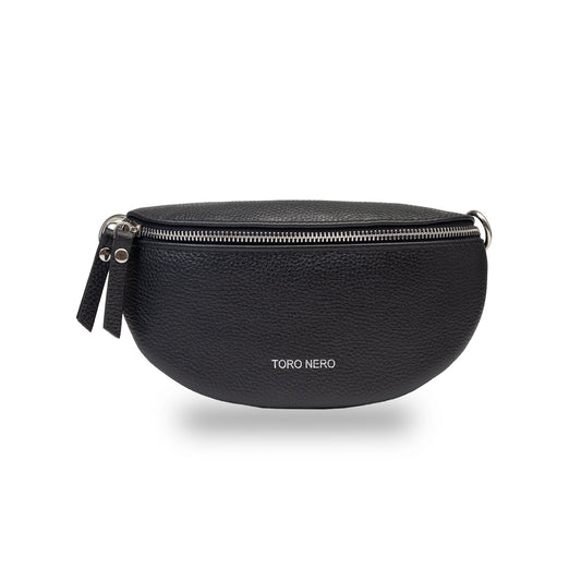 Ženska torbica od prirodne crne kože Waist Glam
