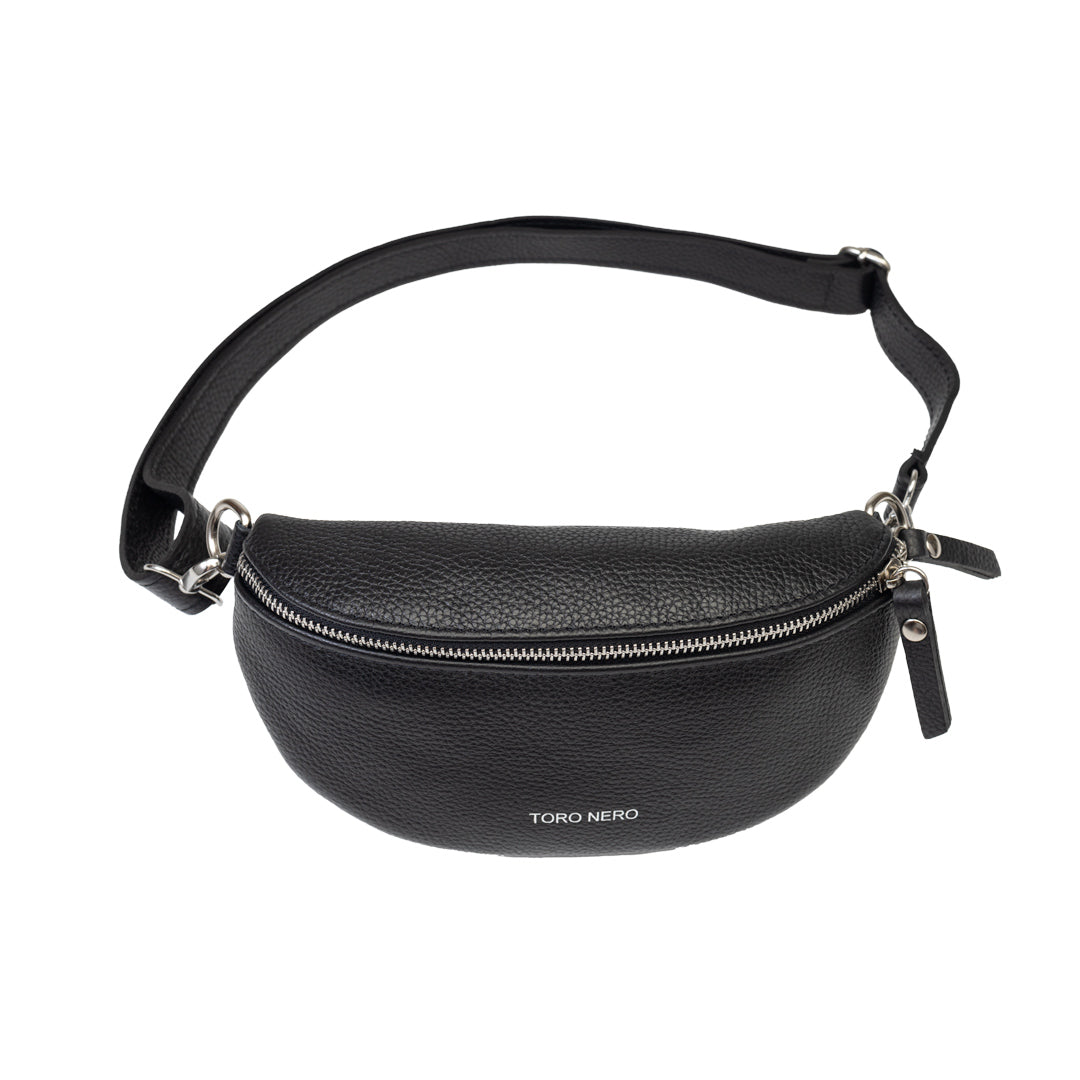 Ženska torbica od prirodne crne kože Waist Glam