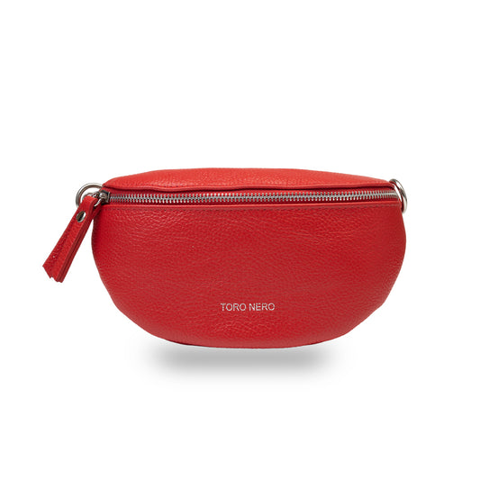 Ženska torbica od prave kože crvena Waist Glam